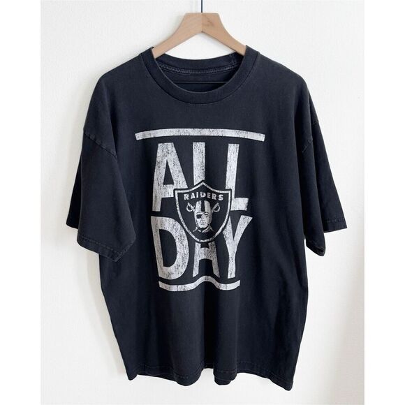 Unbranded Raiders All Day Shirt Mens XL* Black Large‎ Raiders Graphic Distressed - Picture 1 of 14